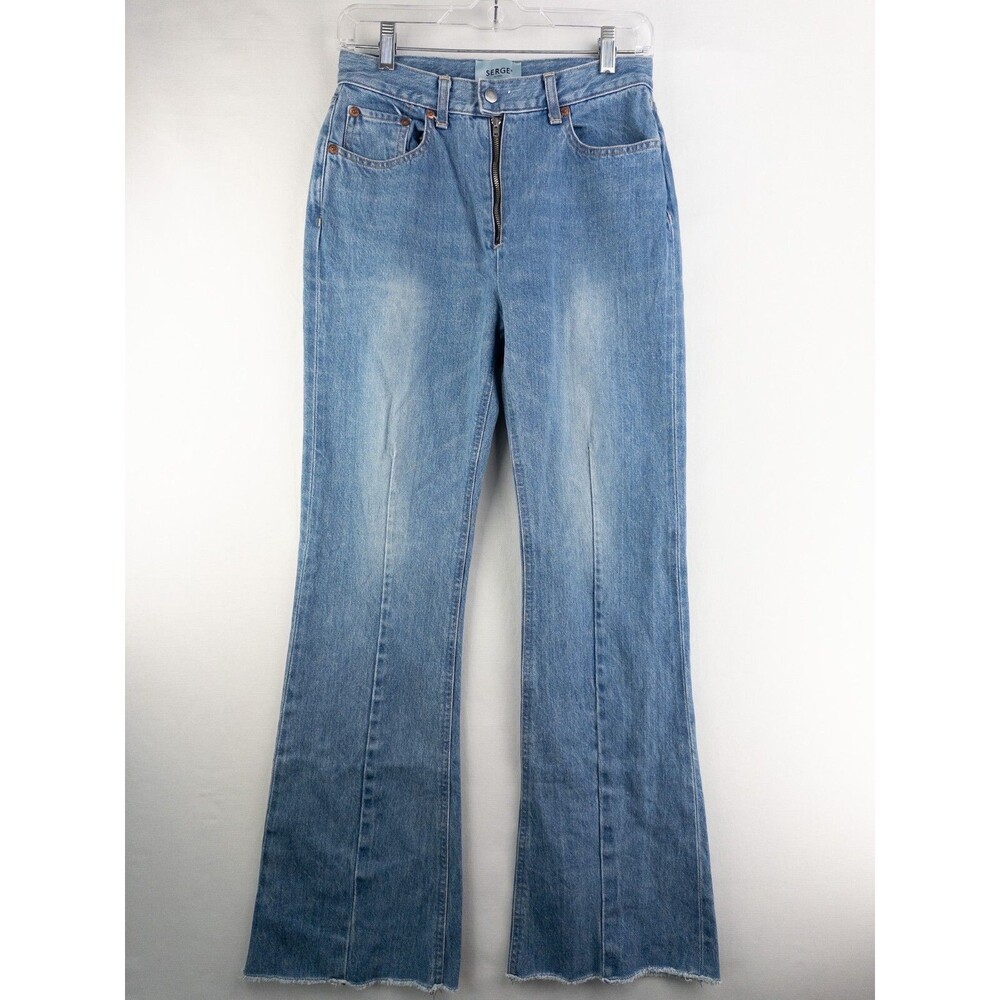 Serge de Blue Jeans Jeans Womens 25‎ Light Wash High Rise Distressed Bootcut
